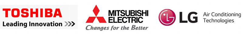trade logos toshiba mitsubushi electric and LG